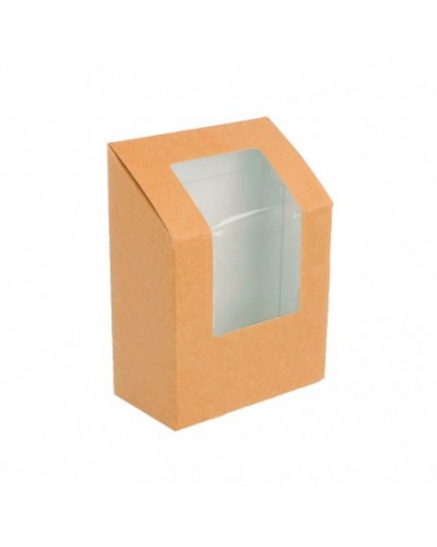 Boite wrap en papier kraft avec fenetre transparent l9,2 × l5,1 × h9,2 cm x500